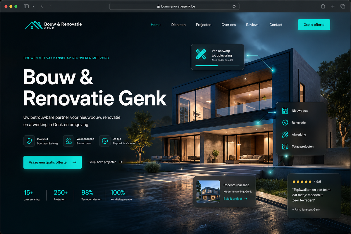 Bouwbedrijf — 3D design met sterke CTA.
