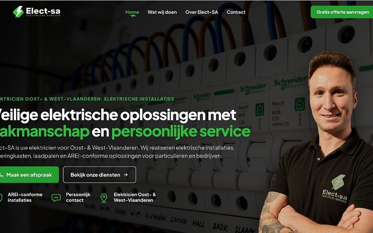 Elect-SA website — hero en merkbeleving