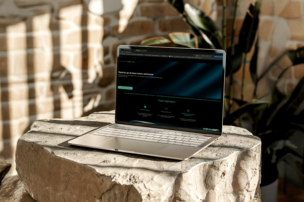 macbook mockup on rocks boho interior